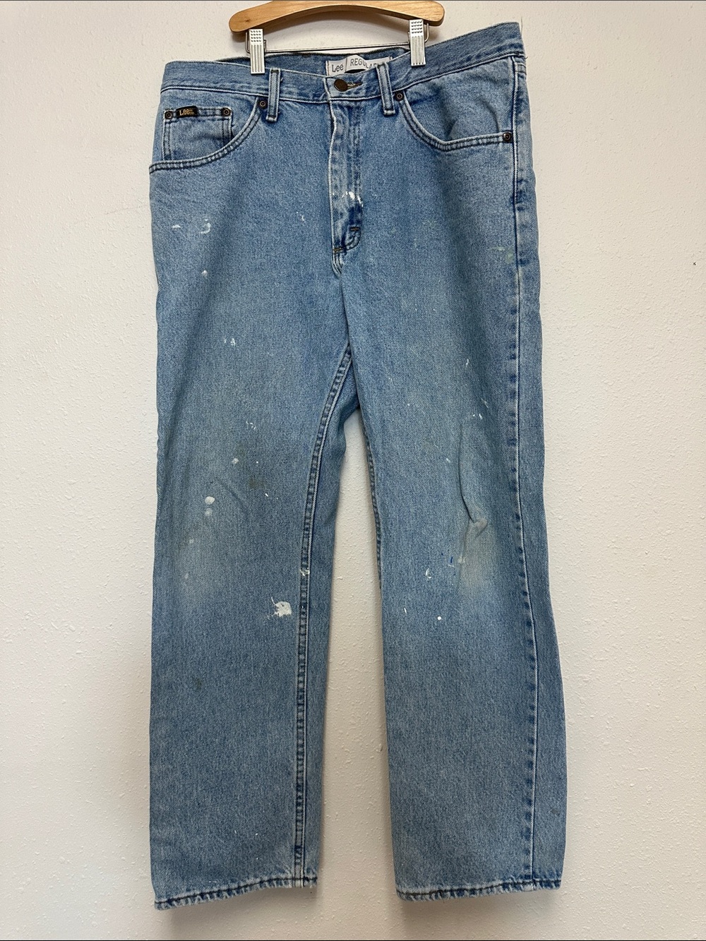 Lee vintage high waist jeans paint distressed light wash 34 x 30